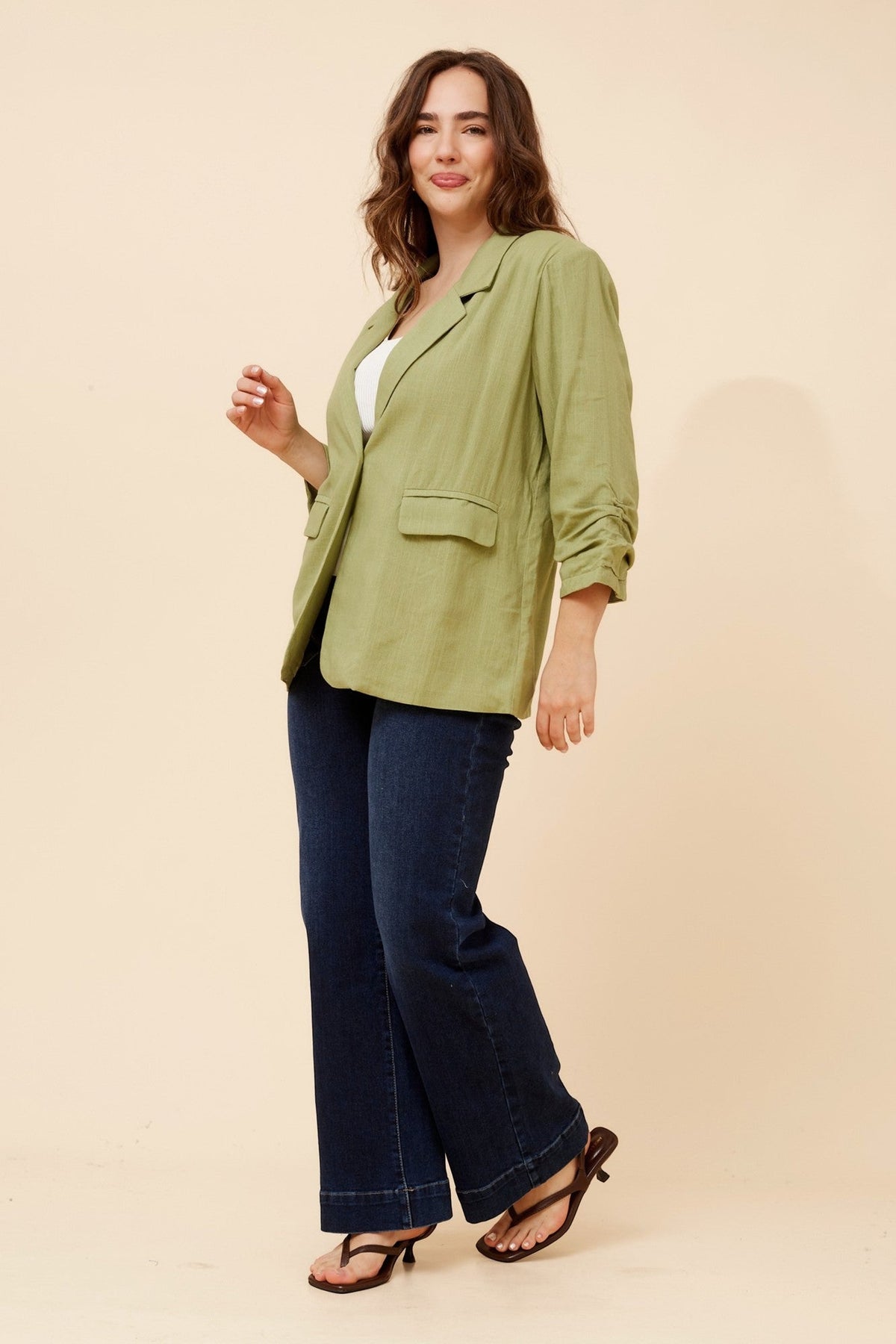 Caroline Morgan Australia NOVELLA LINEN BLEND BLAZER (Pistachio)