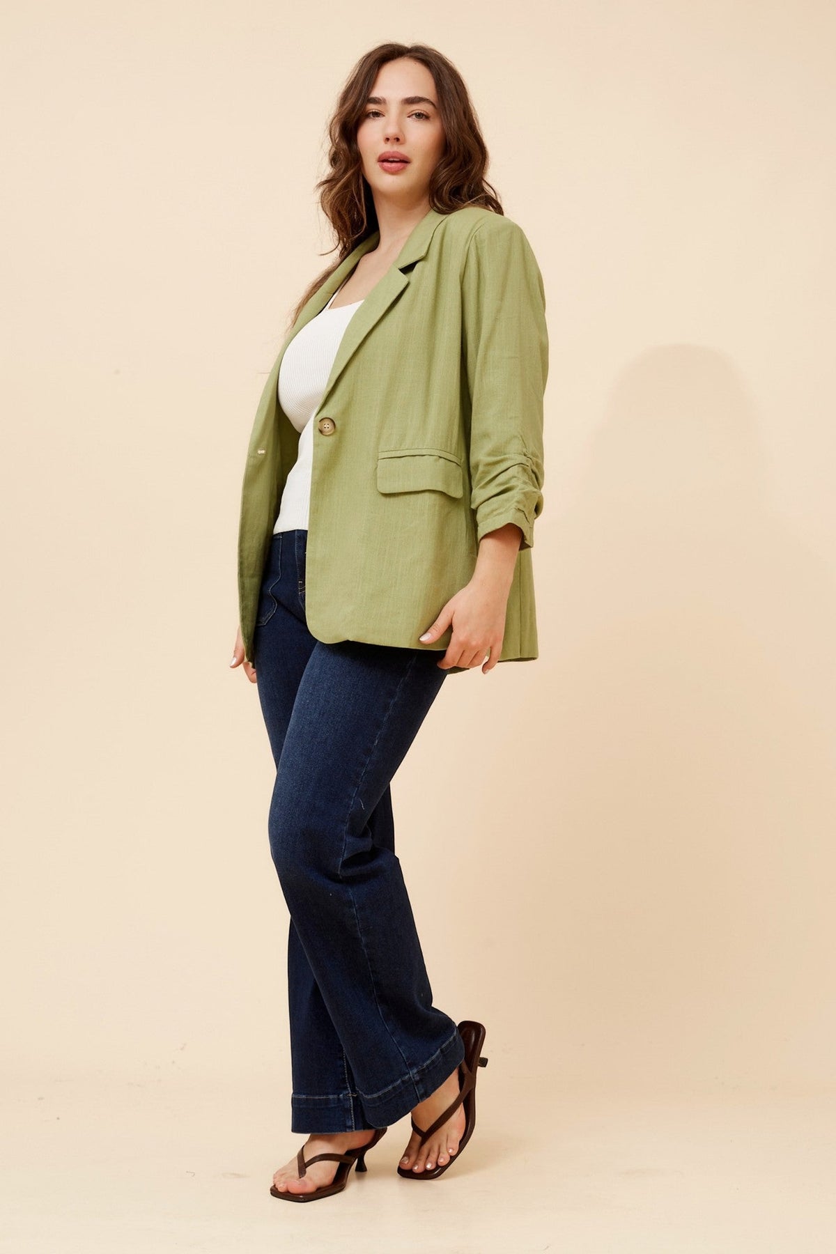 Caroline Morgan Australia NOVELLA LINEN BLEND BLAZER (Pistachio)