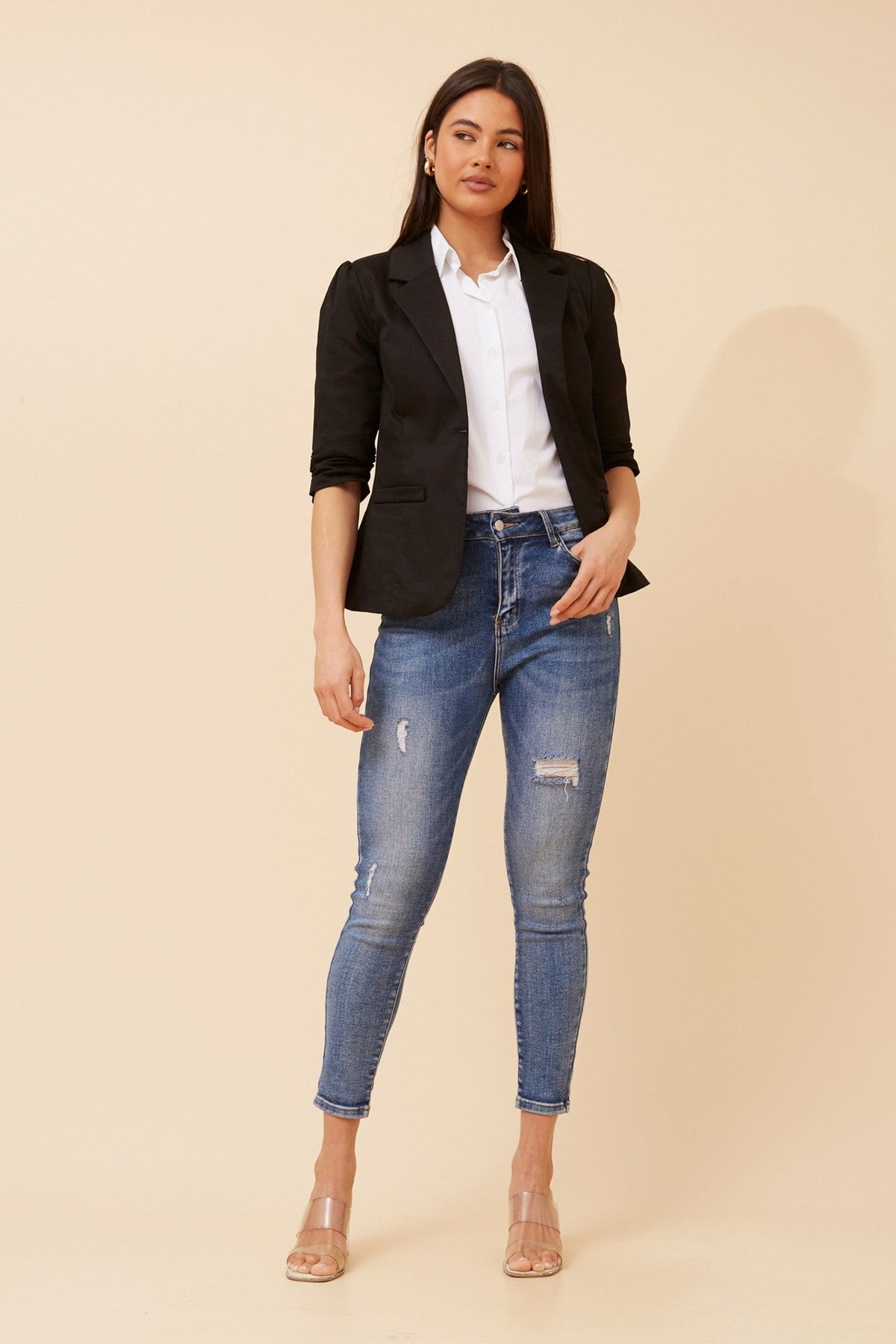 Caroline Morgan Australia MILOS SOLID BLAZER (Black)