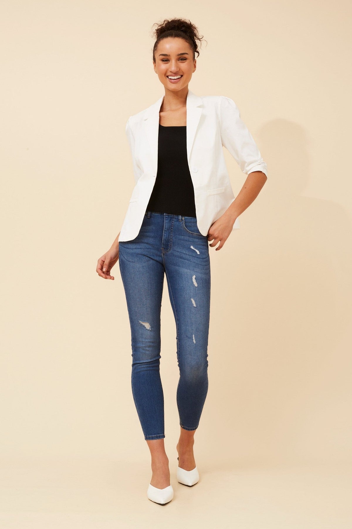 Caroline Morgan Australia MILOS SOLID BLAZER (White)