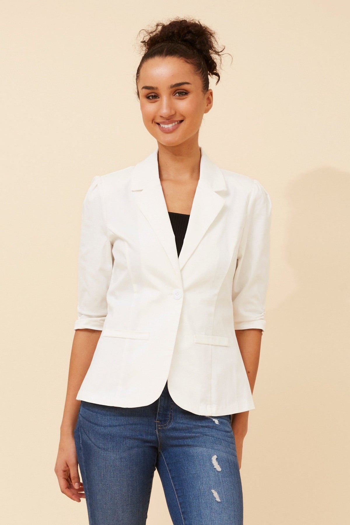 Caroline Morgan Australia MILOS SOLID BLAZER (White)