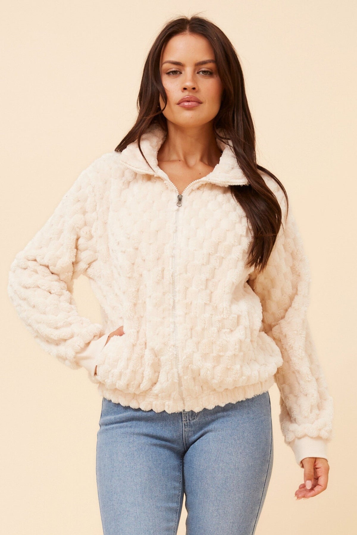 ONDINE FAUX FUR JACKET (Beige)