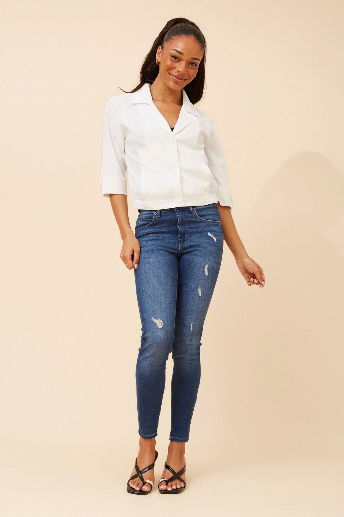 CASIANE LINEN BLEND JACKET (Navy)