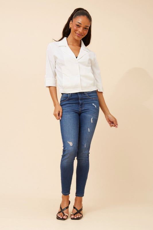 CASIANE LINEN BLEND JACKET (Navy)