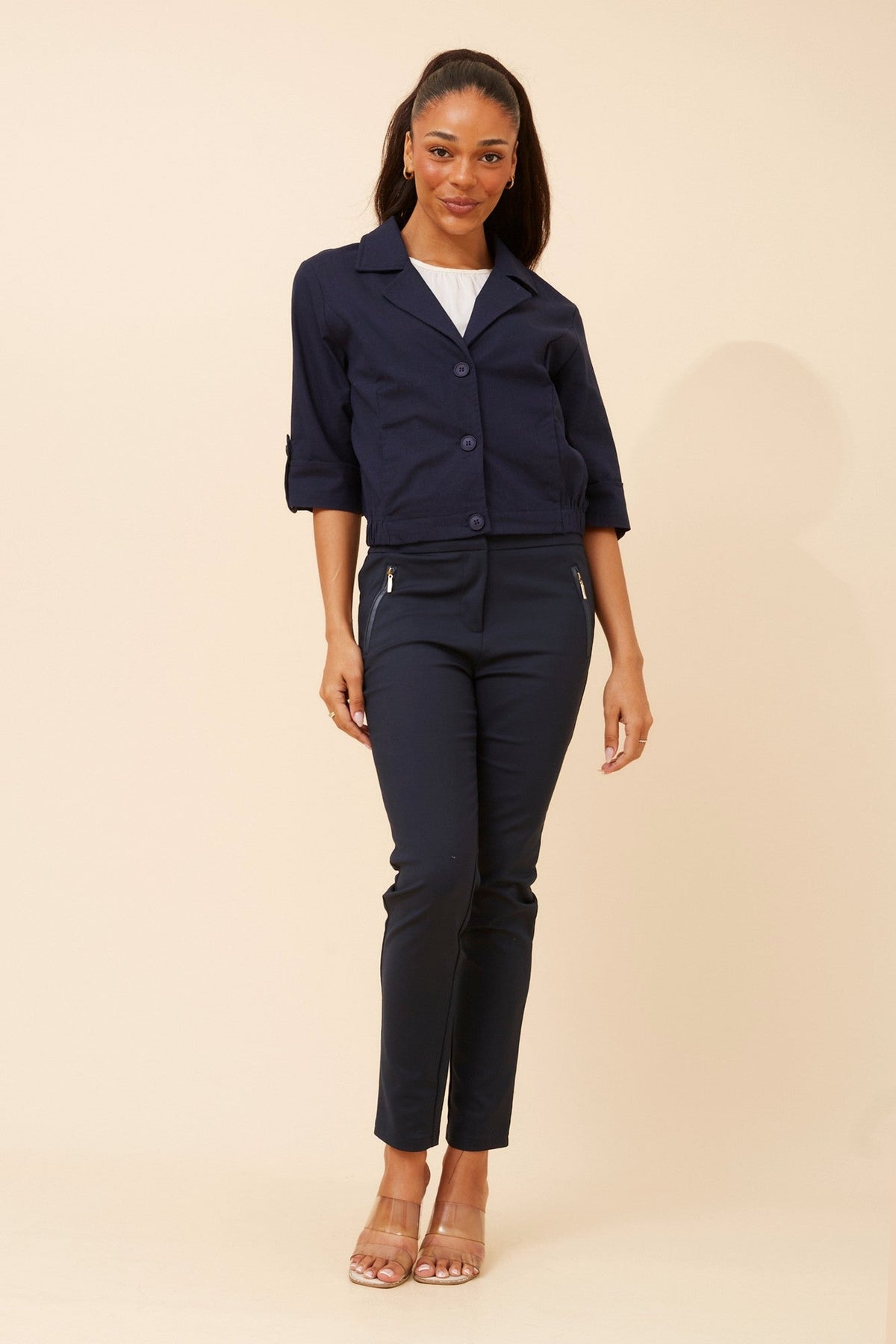CASIANE LINEN BLEND JACKET (Navy)