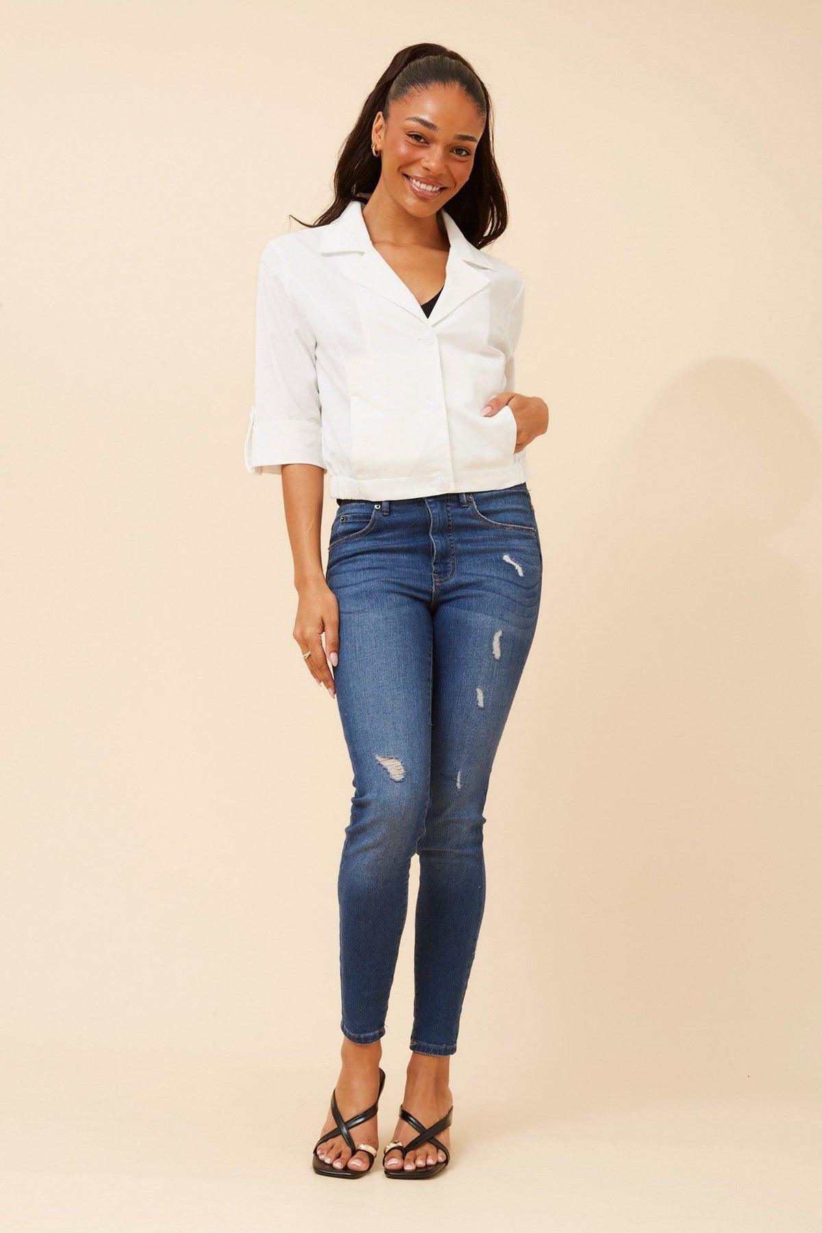 Caroline Morgan Australia CASIANE LINEN BLEND JACKET (White)