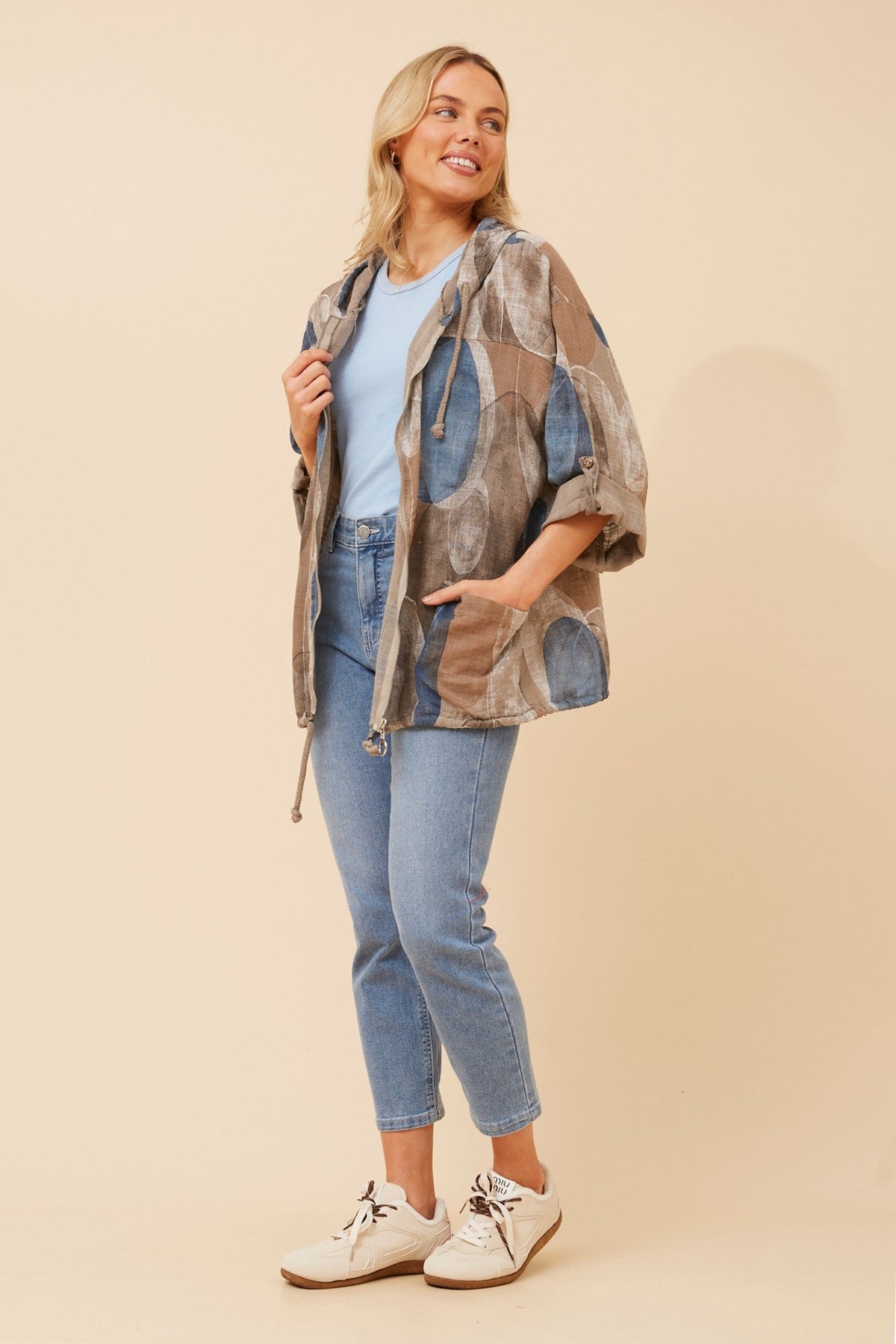 BOTTEGA MODA FIORINA ABSTRACT PRINT JACKET (Fango)