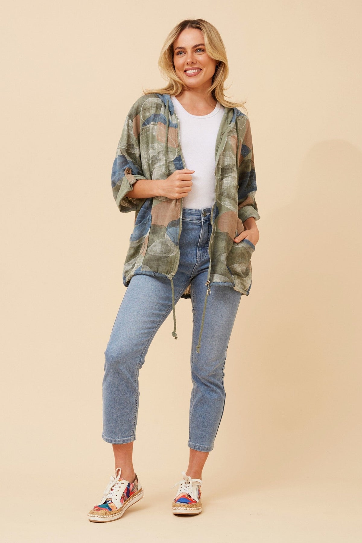 FIORINA ABSTRACT PRINT JACKET (Khaki)