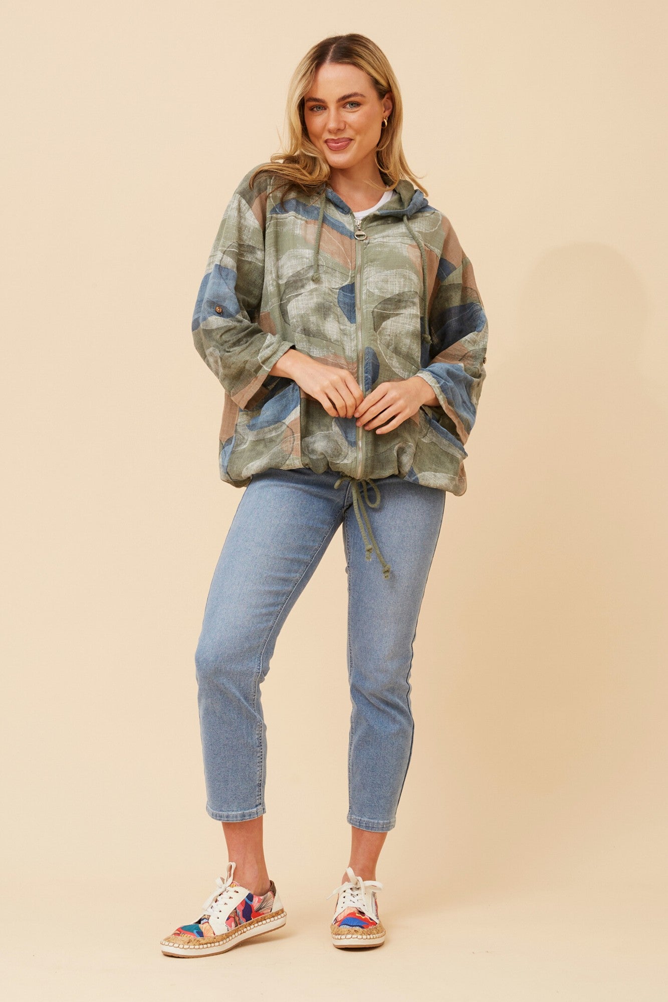 FIORINA ABSTRACT PRINT JACKET (Khaki)