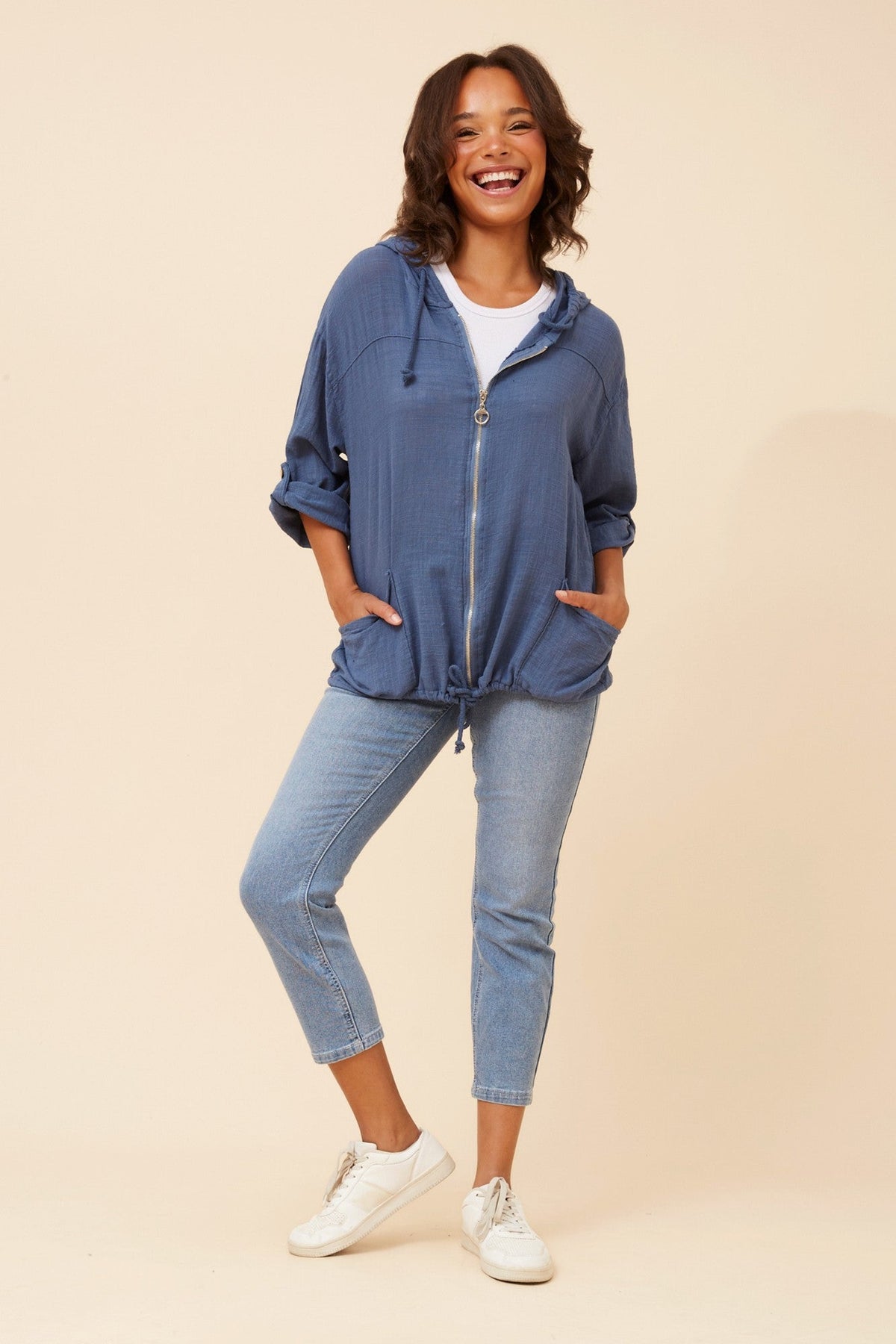 BOTTEGA MODA FIORINA SOLID JACKET (Denim)