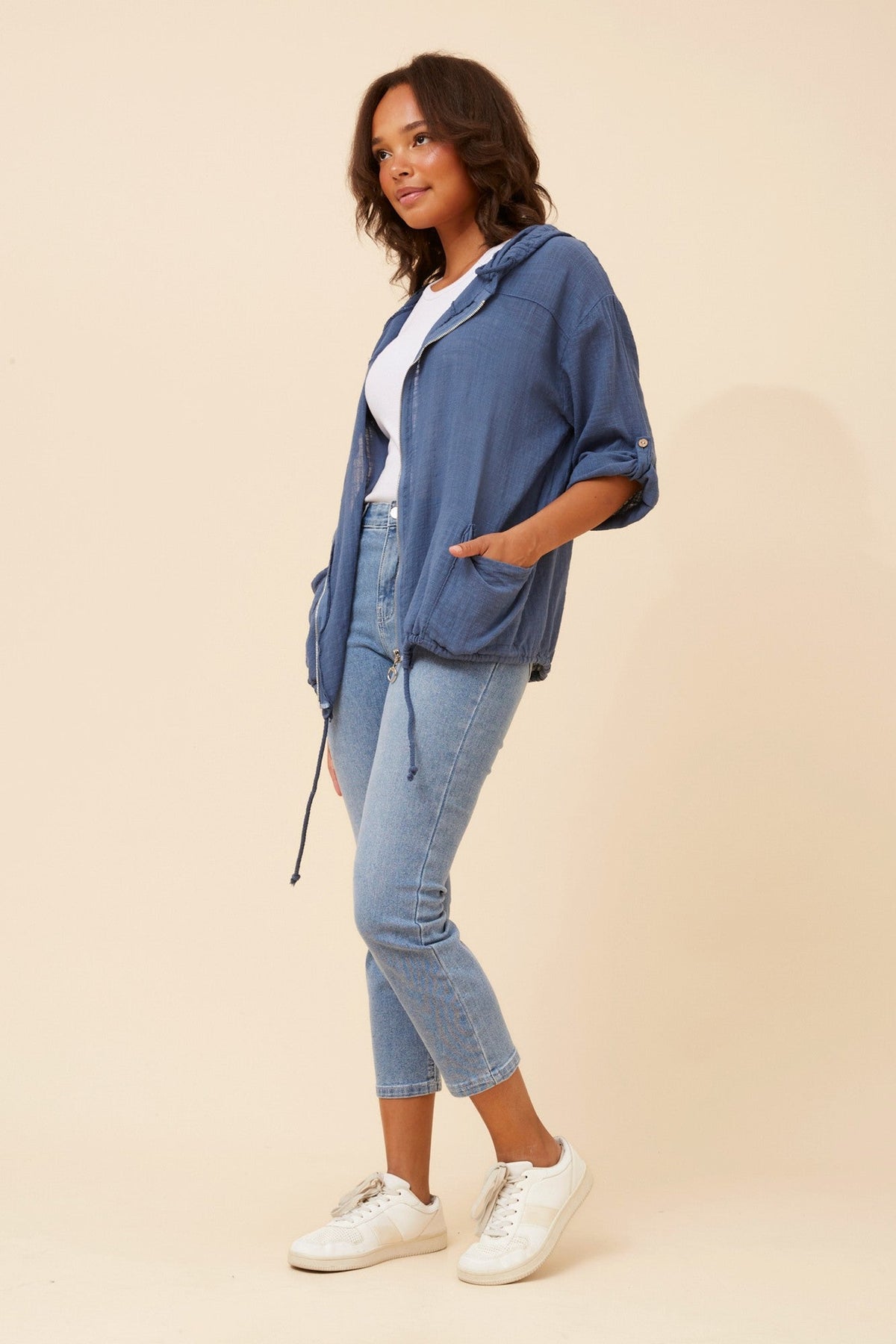 BOTTEGA MODA FIORINA SOLID JACKET (Denim)