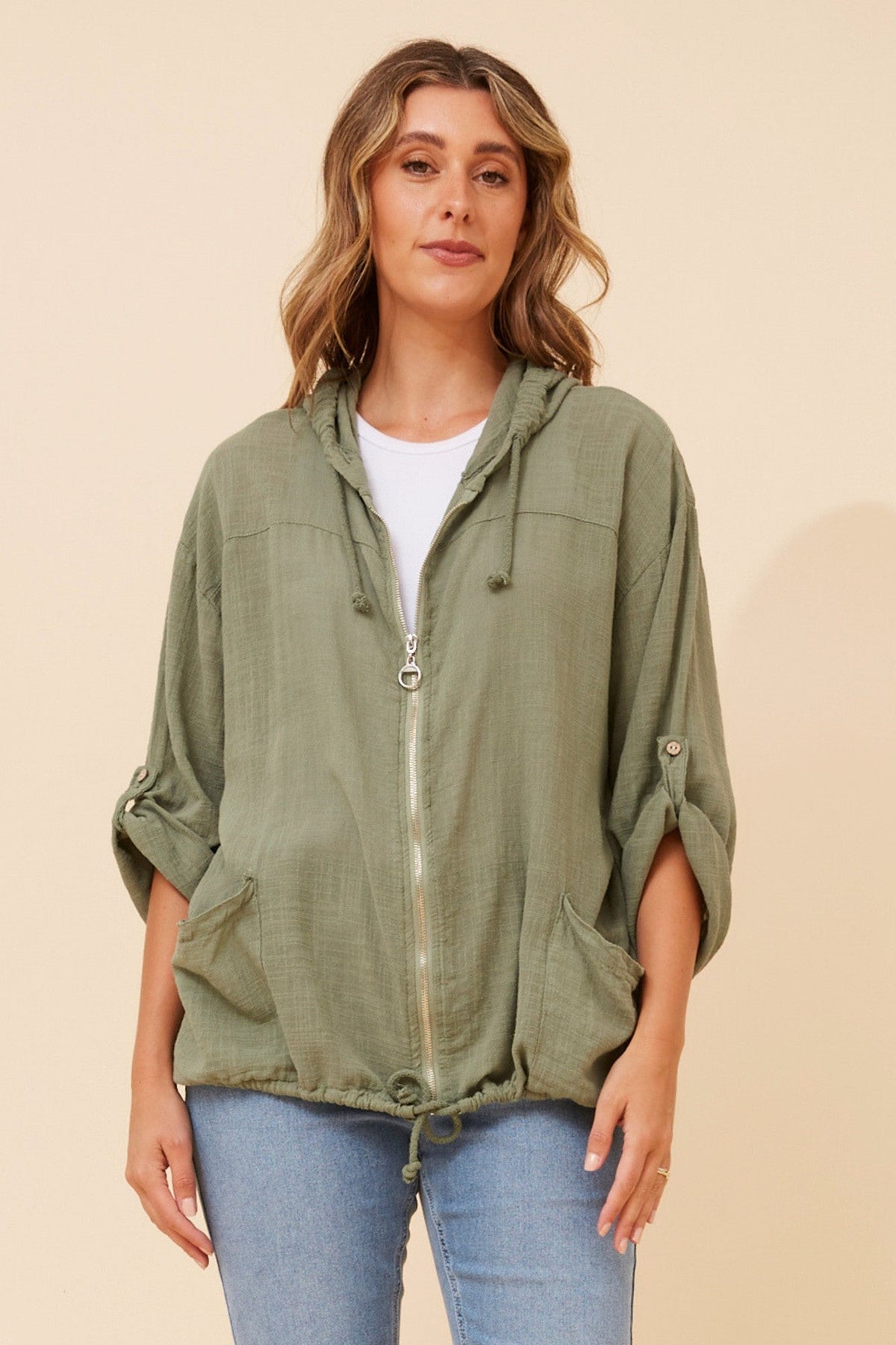 BOTTEGA MODA FIORINA SOLID JACKET (Khaki)