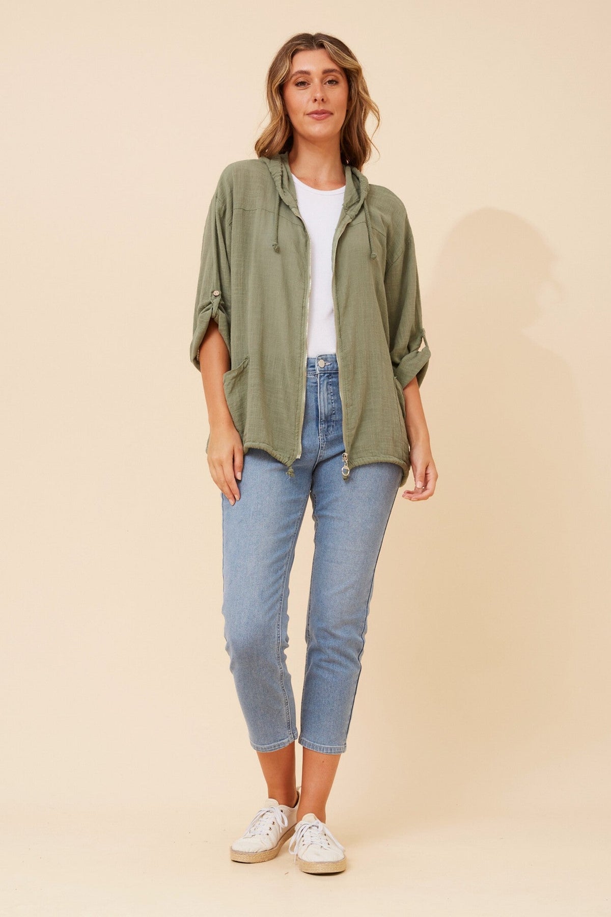 BOTTEGA MODA FIORINA SOLID JACKET (Khaki)