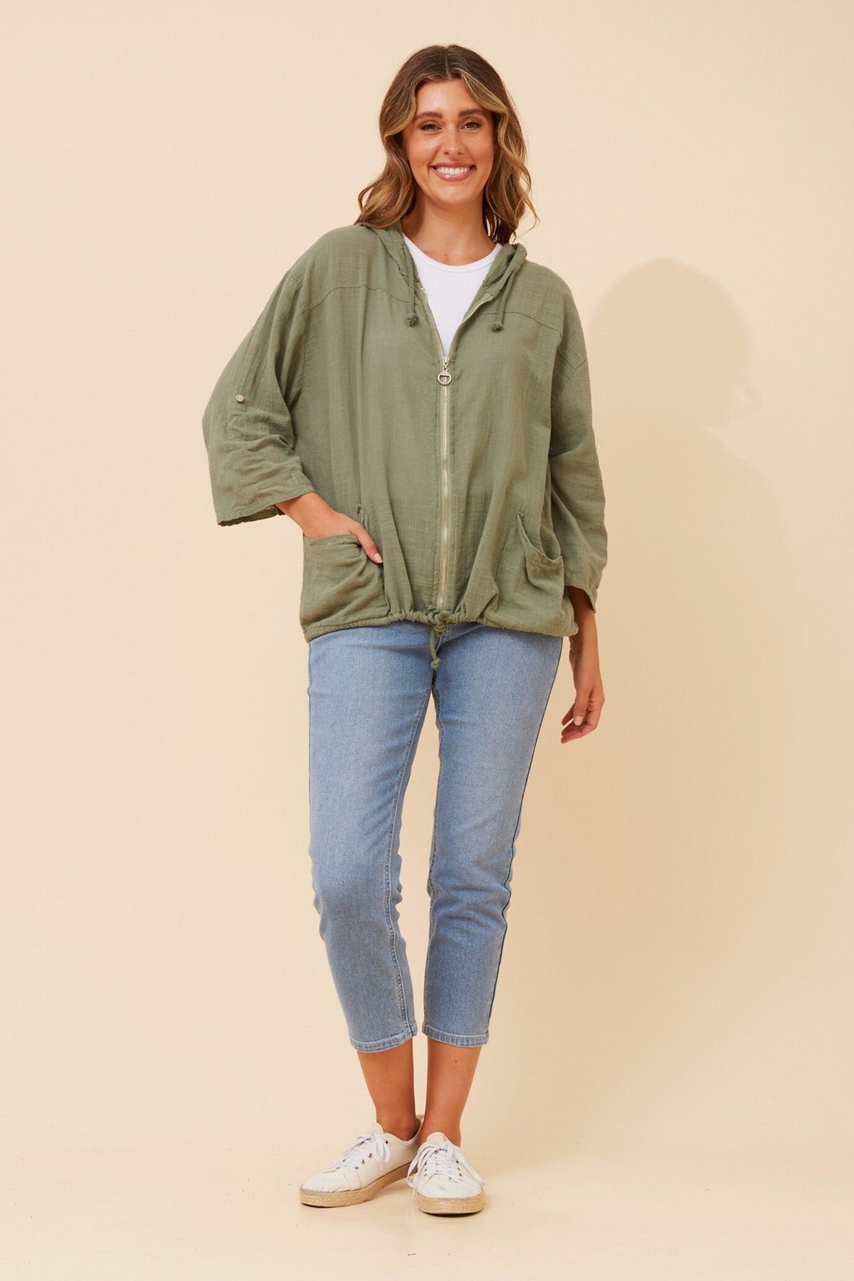 BOTTEGA MODA FIORINA SOLID JACKET (Khaki)