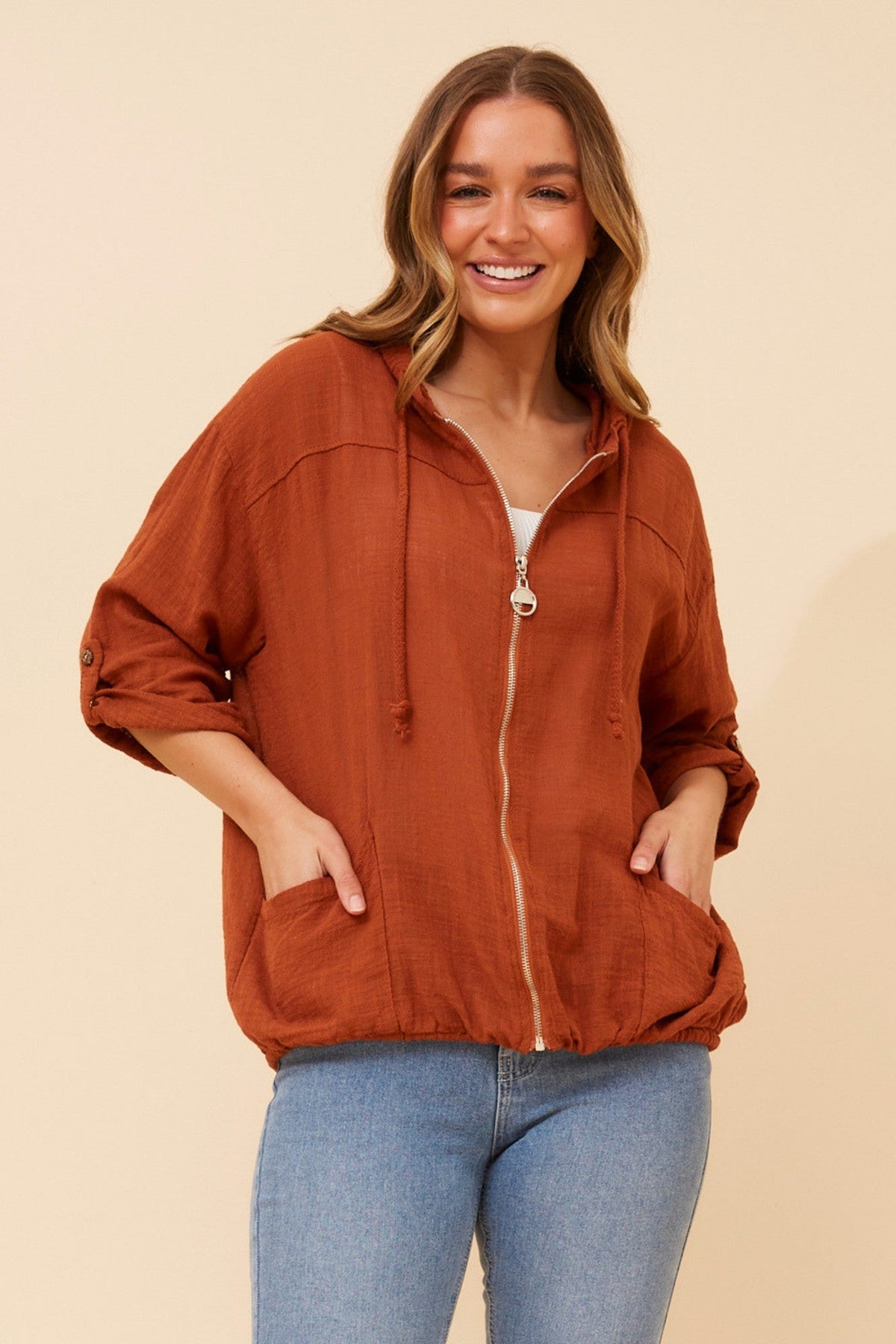BOTTEGA MODA FIORINA SOLID JACKET (Rust)