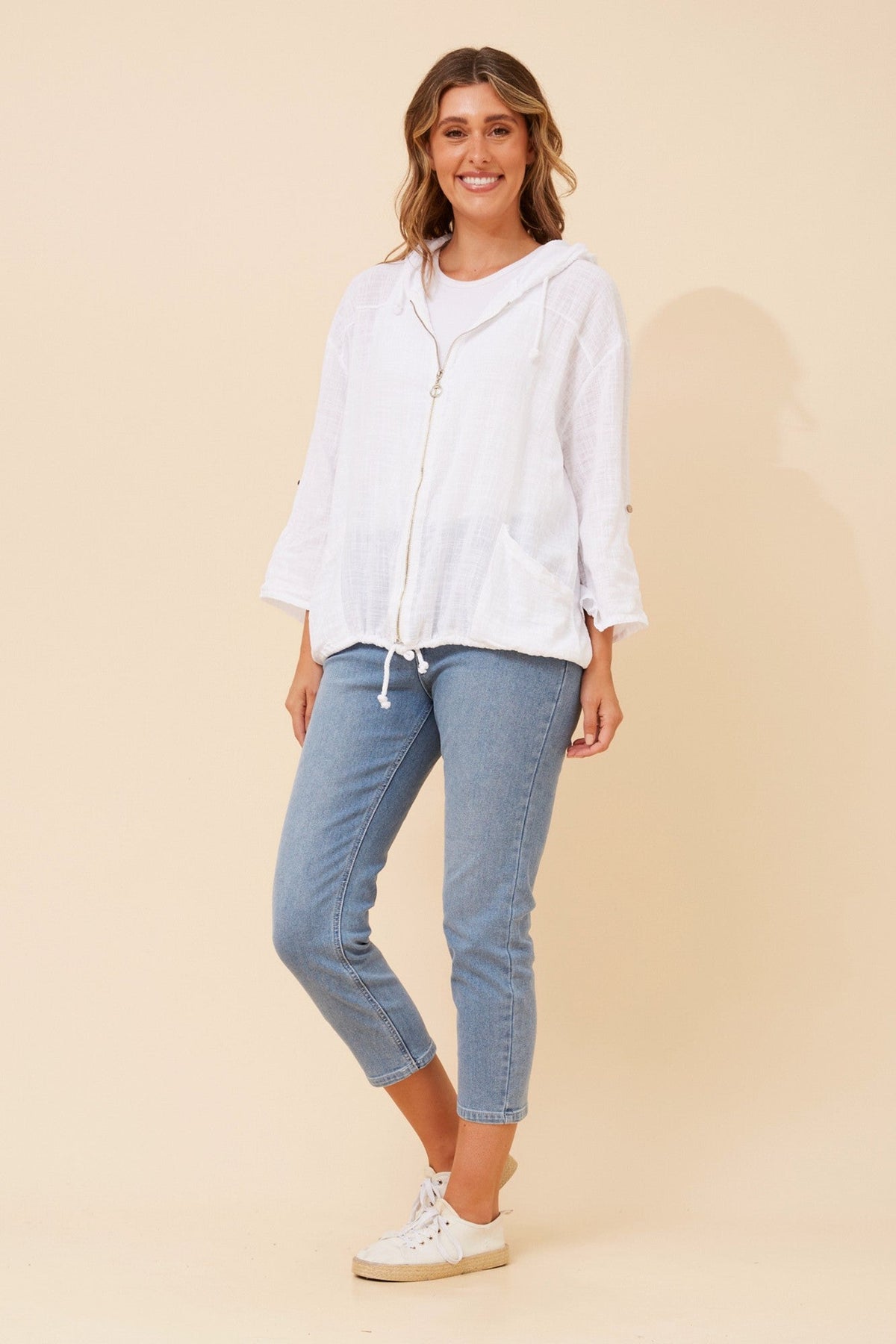 BOTTEGA MODA FIORINA SOLID JACKET (White)