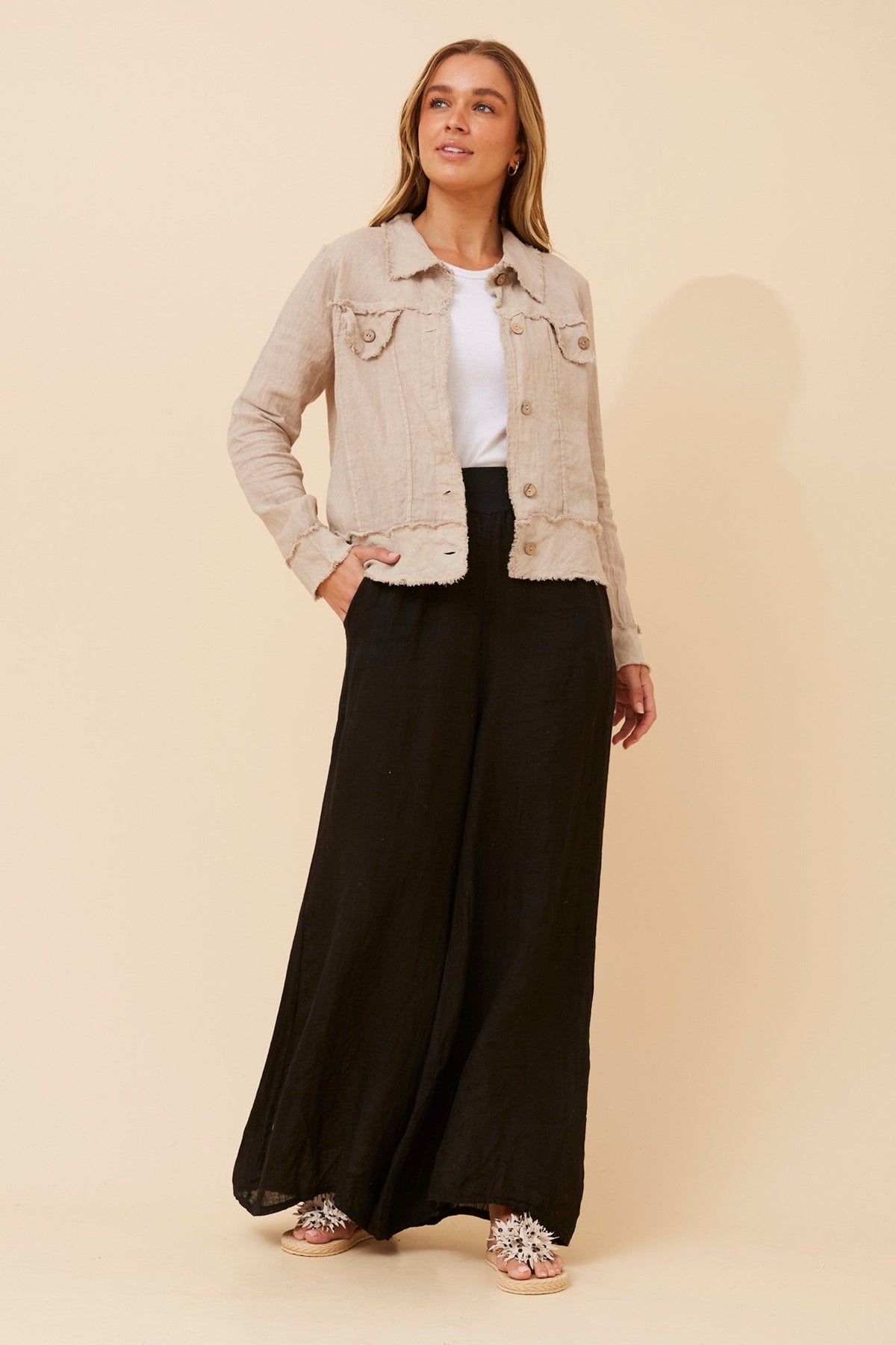 BOTTEGA MODA EDA SOLID JACKET (Linen)