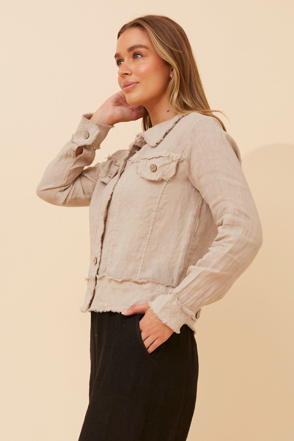 BOTTEGA MODA EDA SOLID JACKET (Linen)