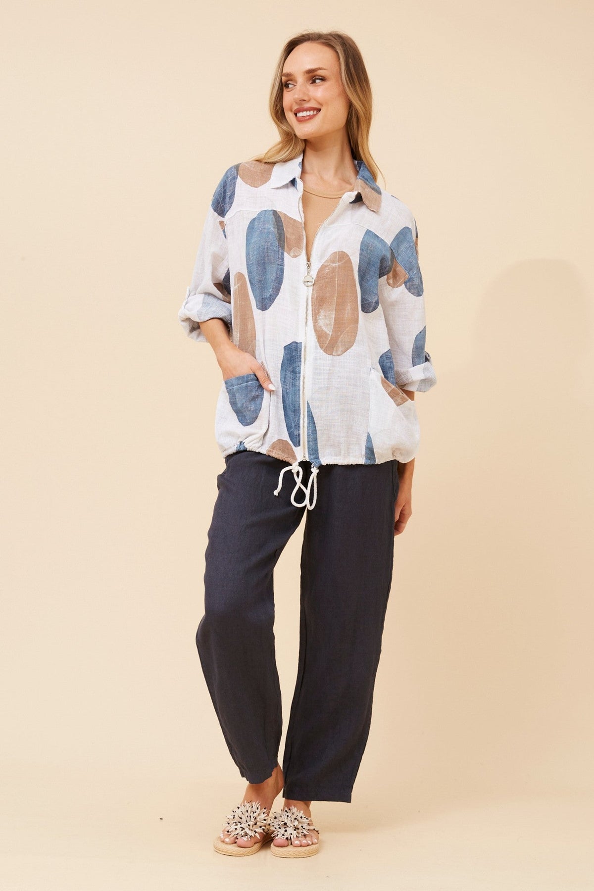 FIORINI ABSTRACT PRINT JACKET (White)