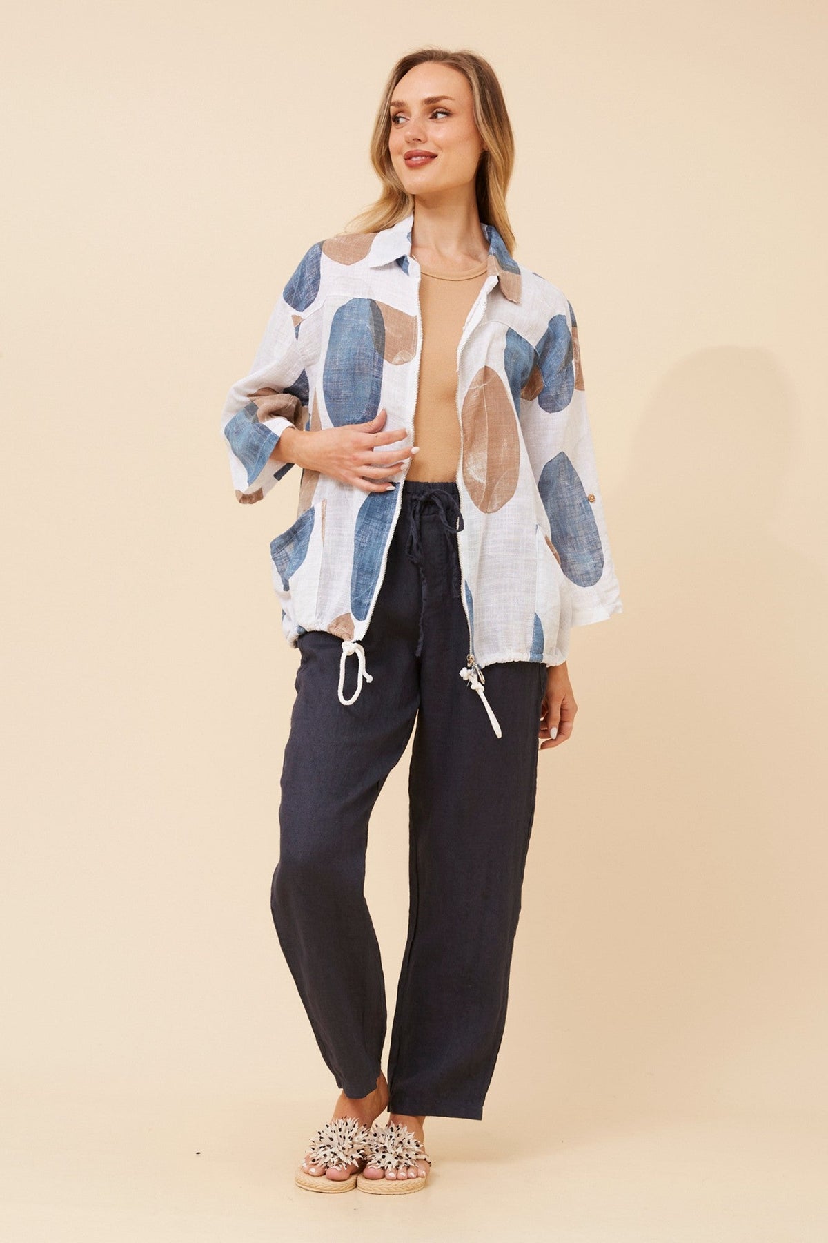 FIORINI ABSTRACT PRINT JACKET (White)