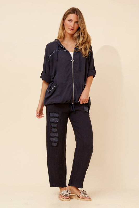 BOTTEGA MODA PIERA LINEN BLEND JACKET (Navy)
