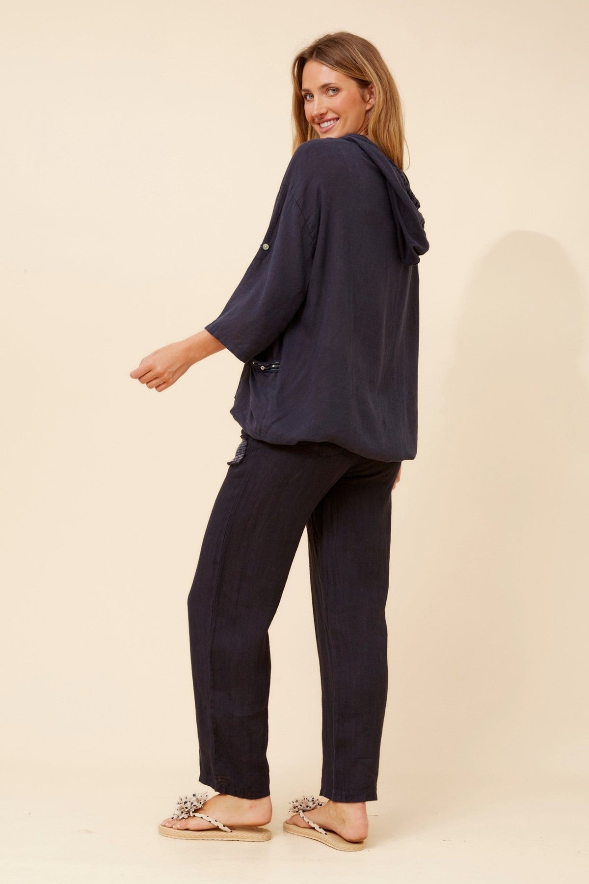 BOTTEGA MODA PIERA LINEN BLEND JACKET (Navy)