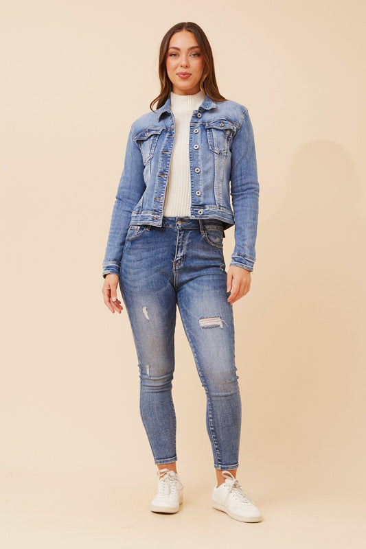 DESTINY SEQUIN DENIM JACKET (Mid Denim)