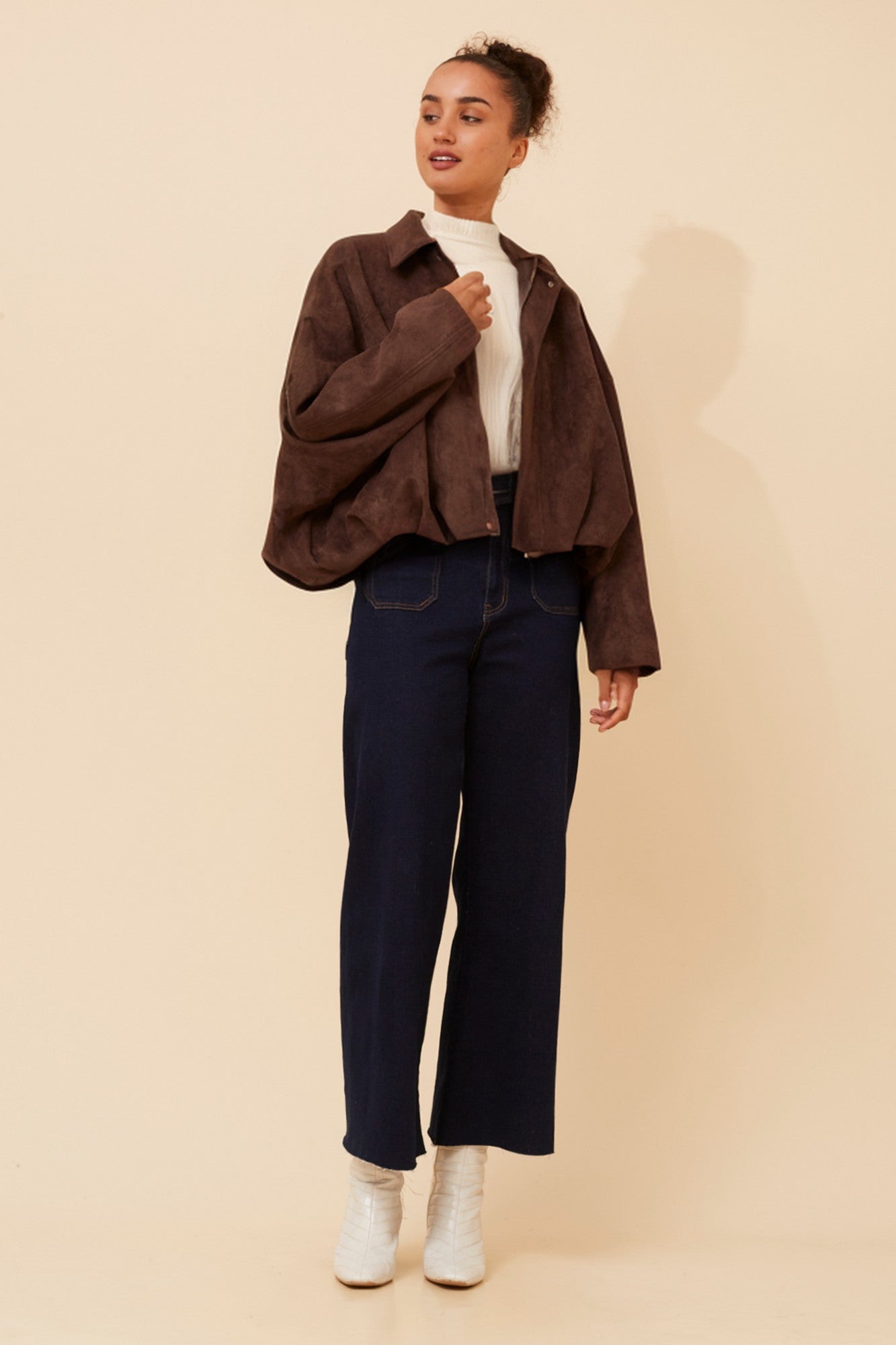 LEXLEY FAUX SUEDE JACKET (Chocolate)