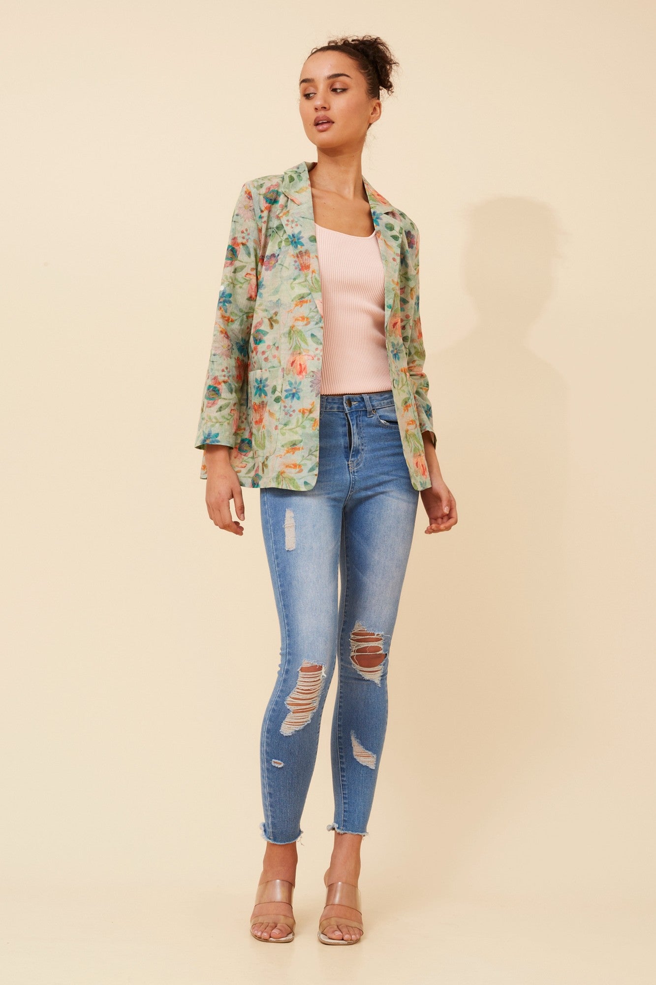 ELIORA FLORAL JACKET (Multi Green)