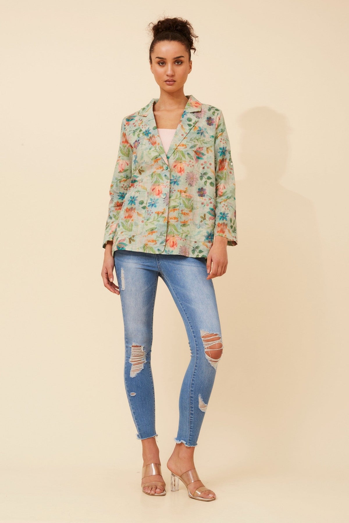 ELIORA FLORAL JACKET (Multi Green)