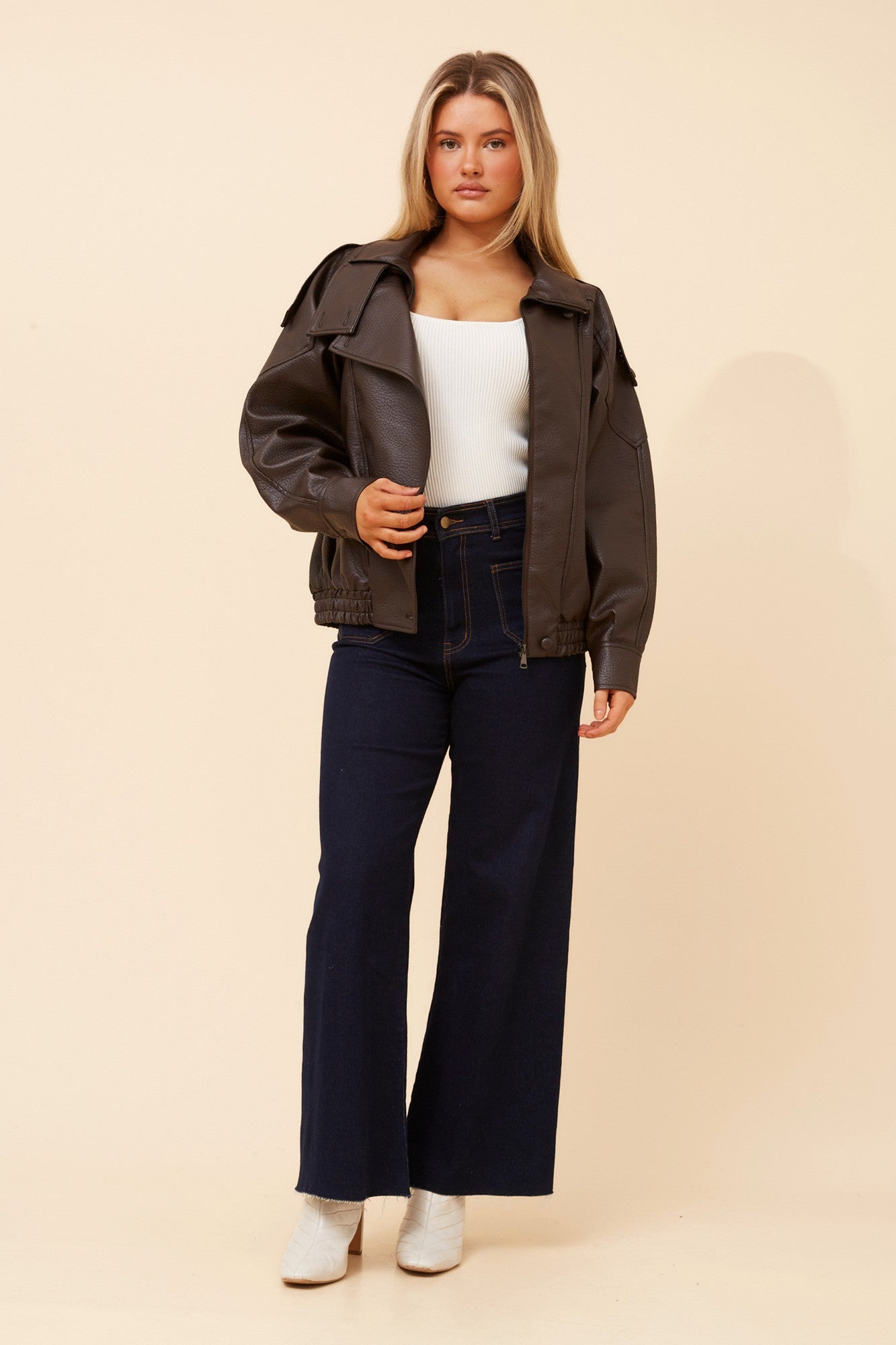 AZITA VEGAN LEATHER JACKET (Chocolate)