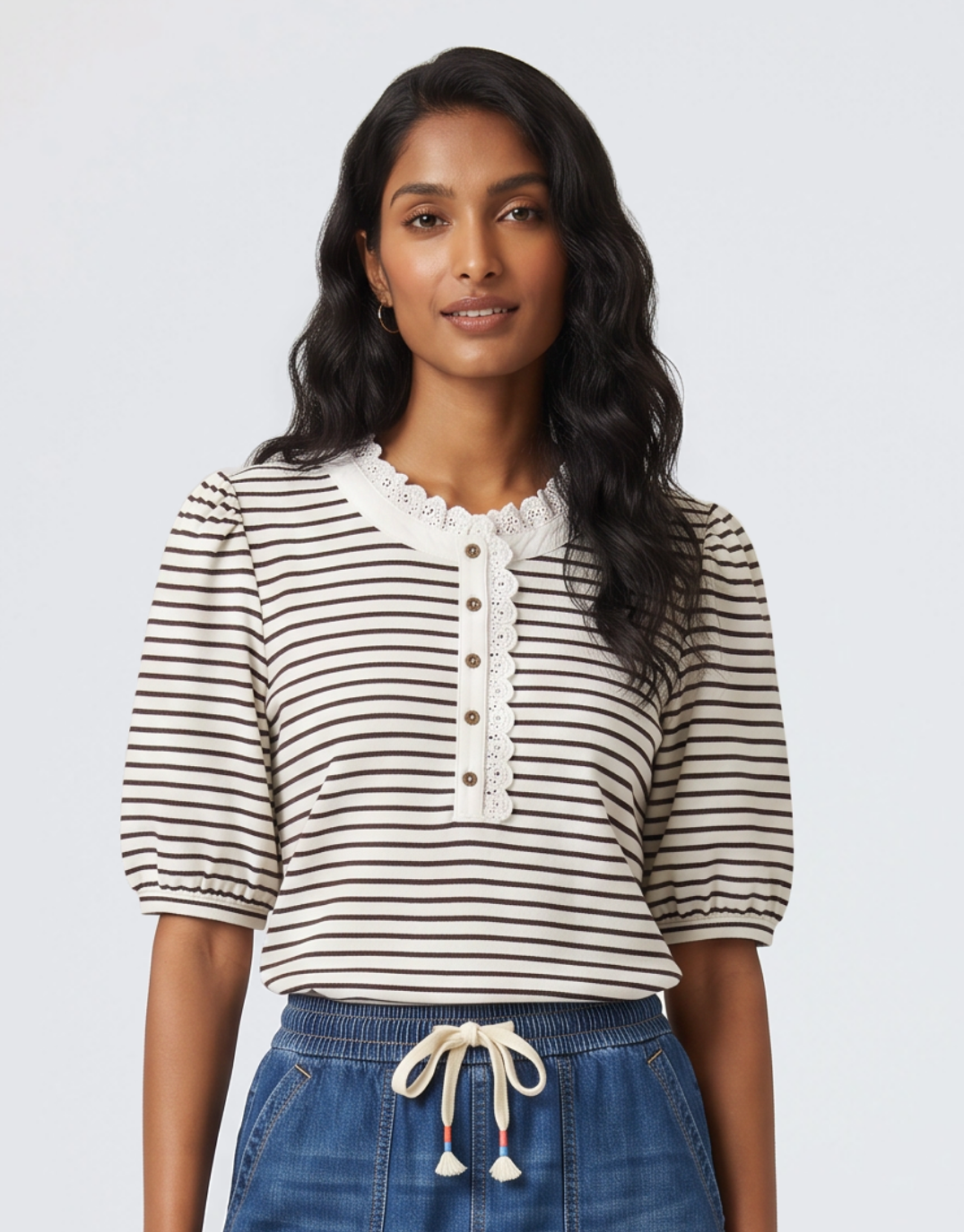 Kireina Jacqueline Top (Chocolate/White Stripe)
