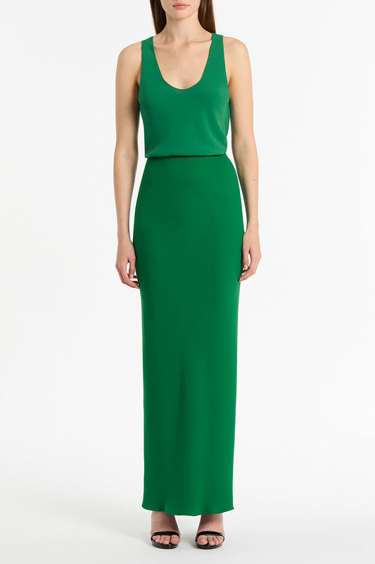 Image of a model wearing Skirts. Product name - Jade Crepe Bias Skirt in Green colour by brand - Carla Zampatti
