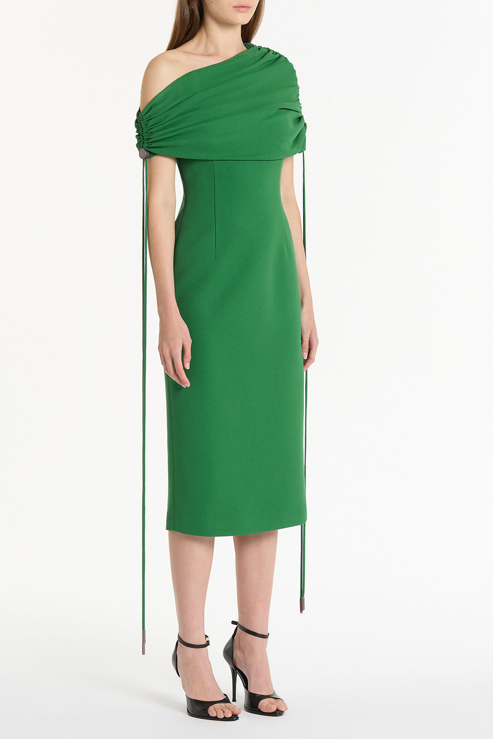Carla Zampatti Jade Crepe Coulisse Shrug Dress (Red)