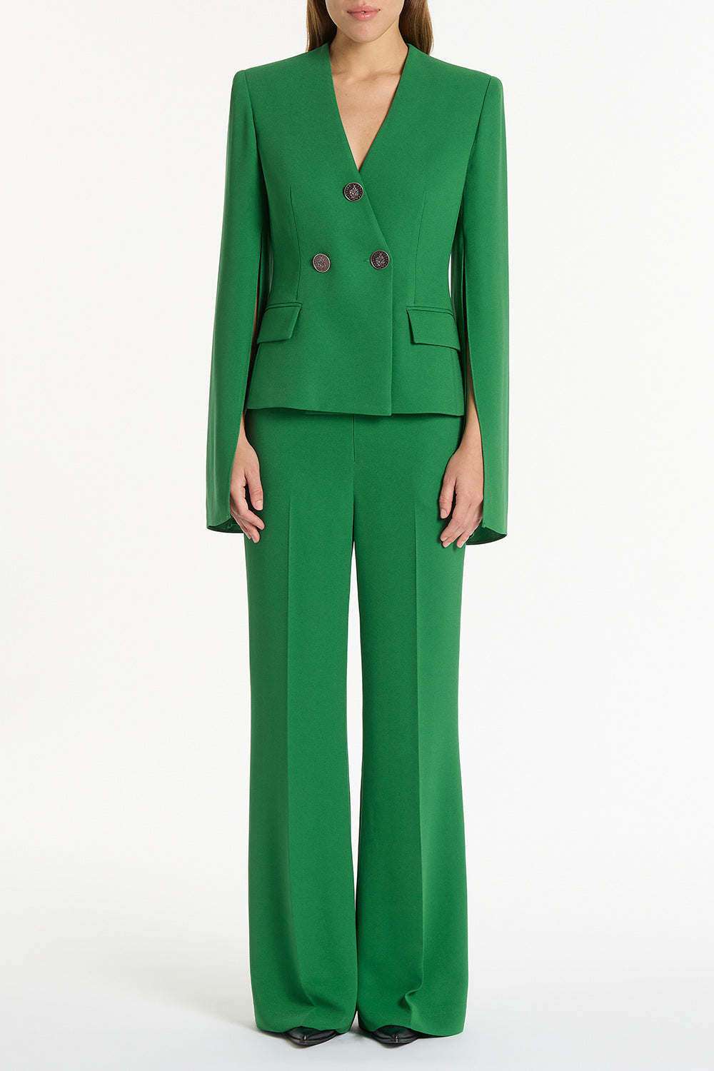 Image of Coats & Jackets. Product name - Jade Crepe Moneta Rome Jacket in Green colour by brand - Carla Zampatti