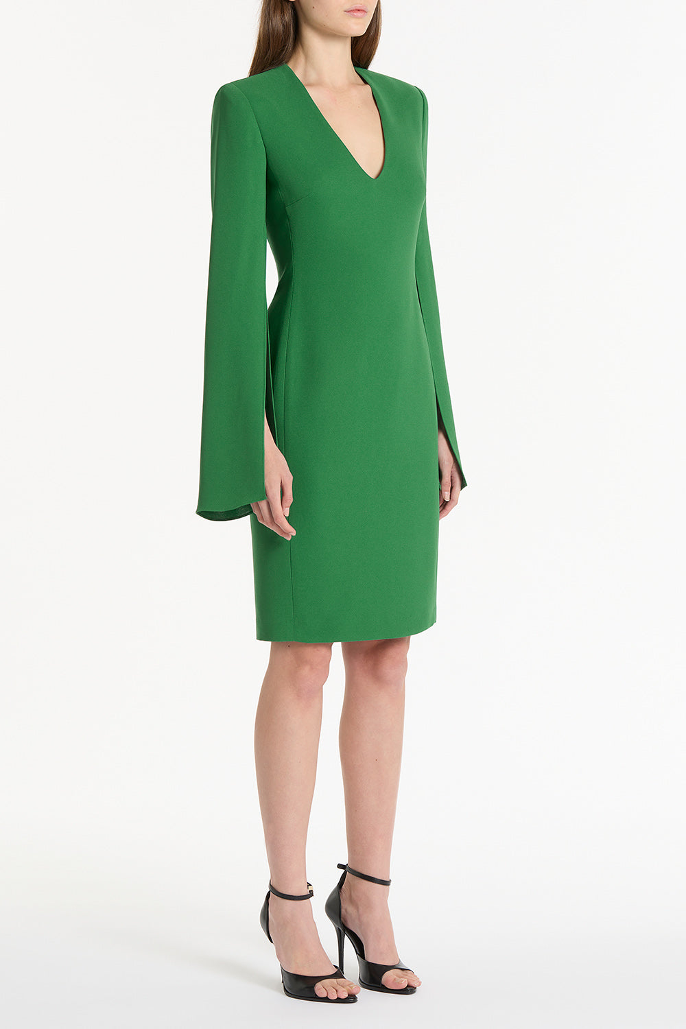 Carla Zampatti Jade Crepe V-Neck Lovero Dress (Green)