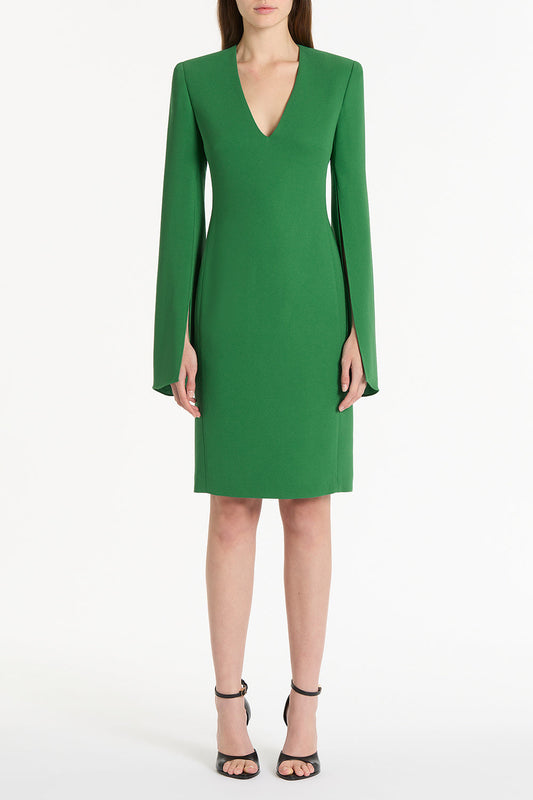 Image of Dresses. Product name - Jade Crepe V-Neck Lovero Dress in Green colour by brand - Carla Zampatti