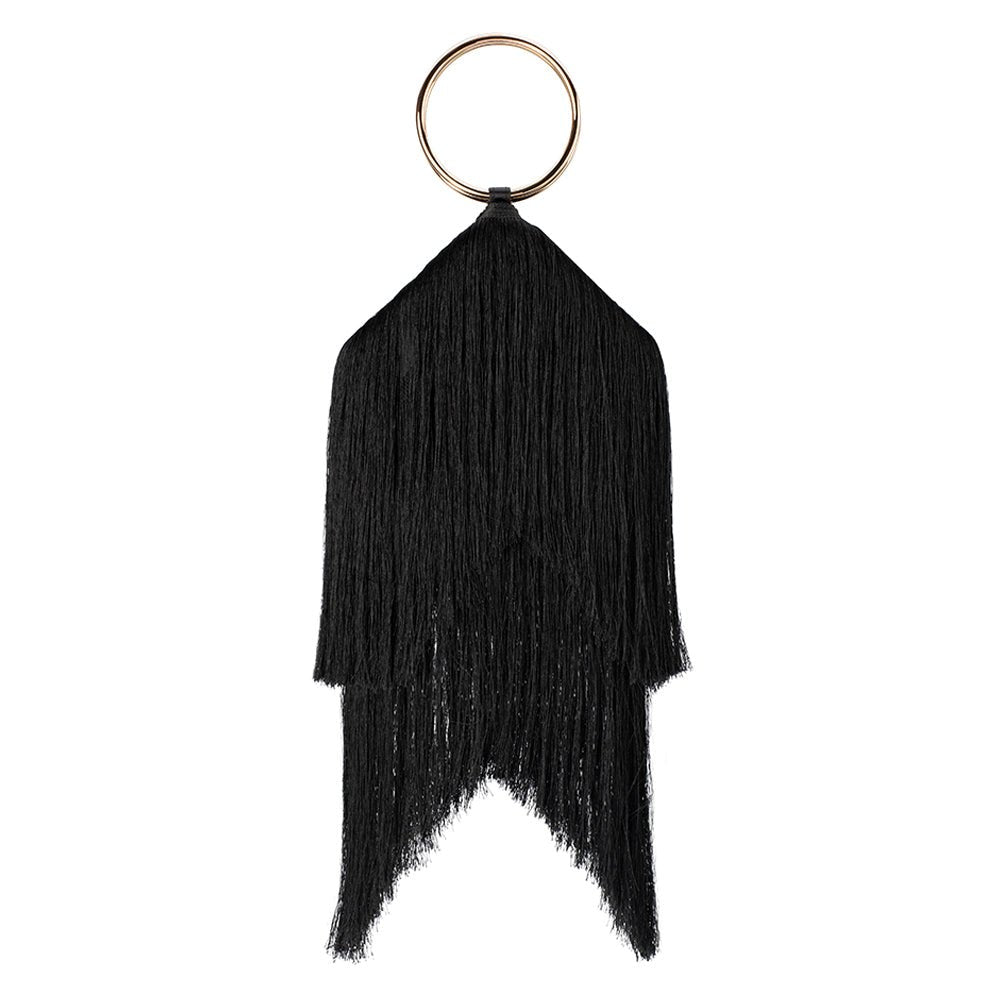 Olga Berg JAMIE Fringed Bag (Black)