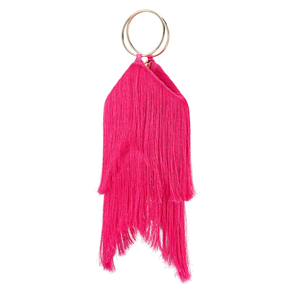 Olga Berg JAMIE Fringed Bag (Fuchsia)