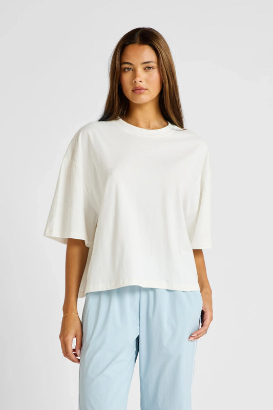 Image of T-Shirts. Product name - Oversized Cropped Tee in Chalk colour by brand - All Fenix
