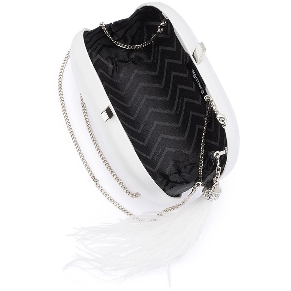 Olga Berg JENNA Feather Tassel Clutch (Silver)