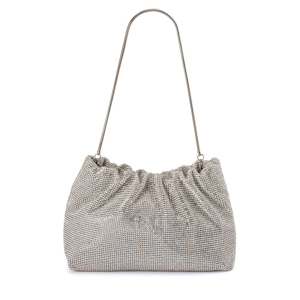 Olga Berg JESSIE Crystal Mesh Pouch (Silver)