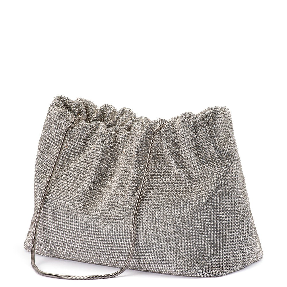 Olga Berg JESSIE Crystal Mesh Pouch (Silver)