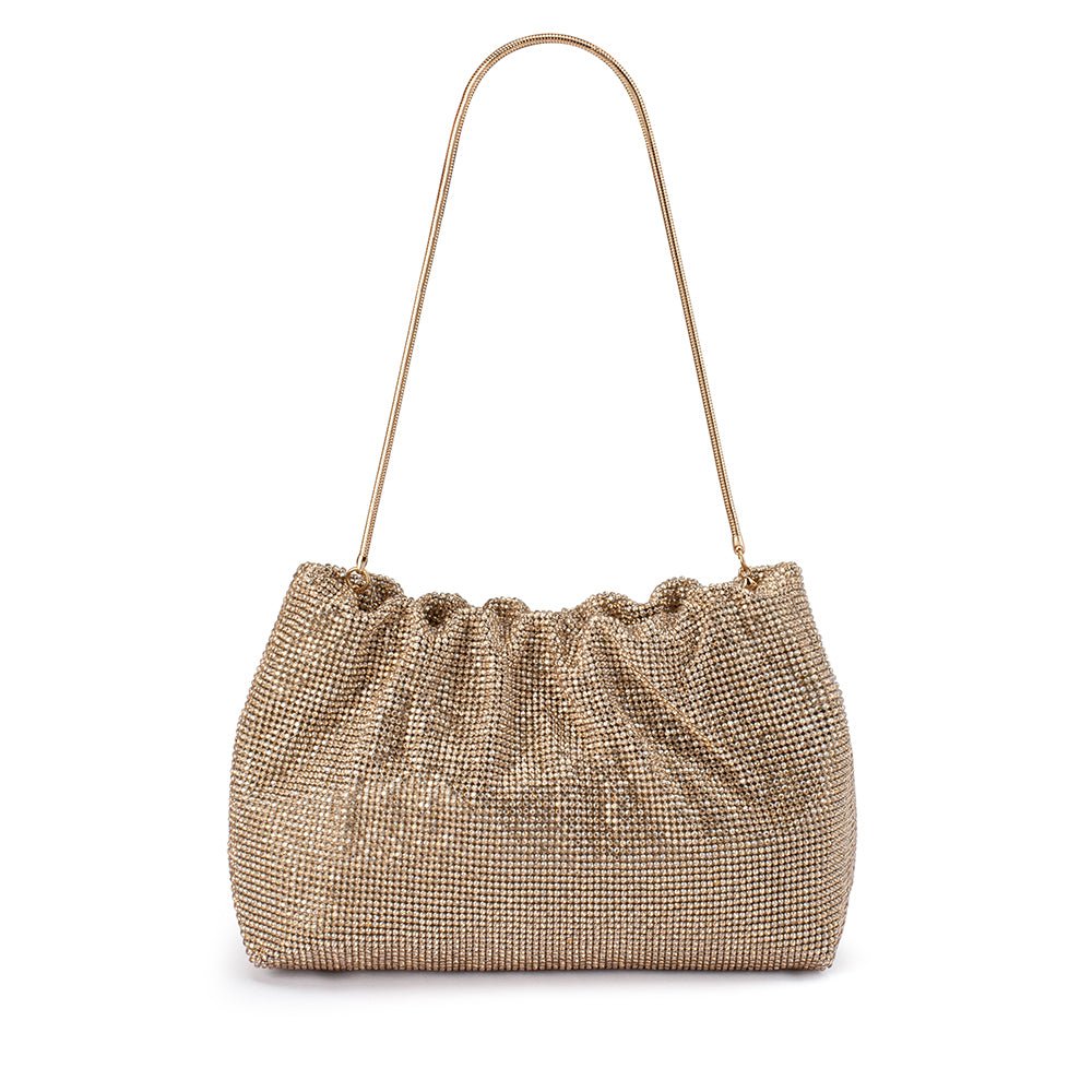 Olga Berg JESSIE Crystal Mesh Pouch (Gold)