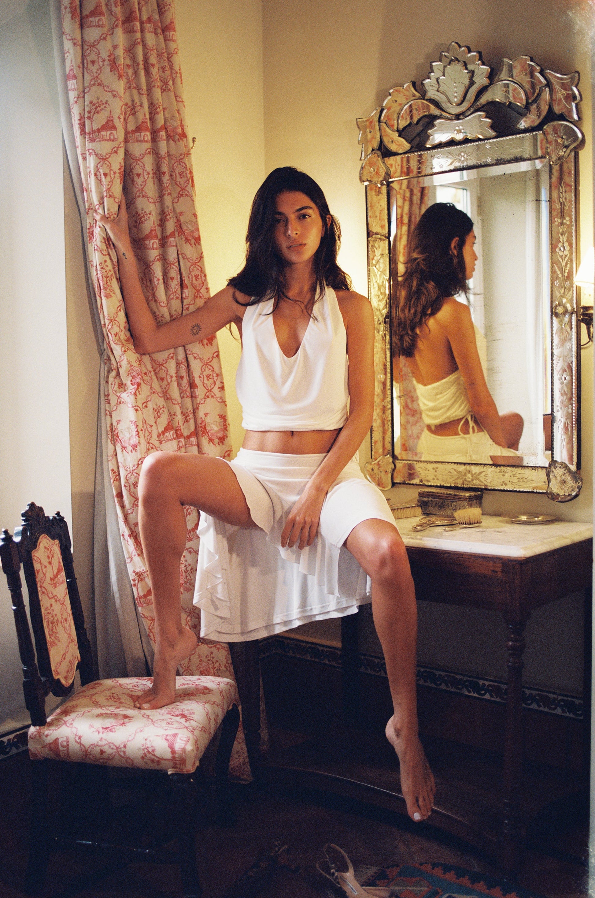 Image of a model wearing Tops. Product name - Jolene Top in White colour by brand - With Jéan