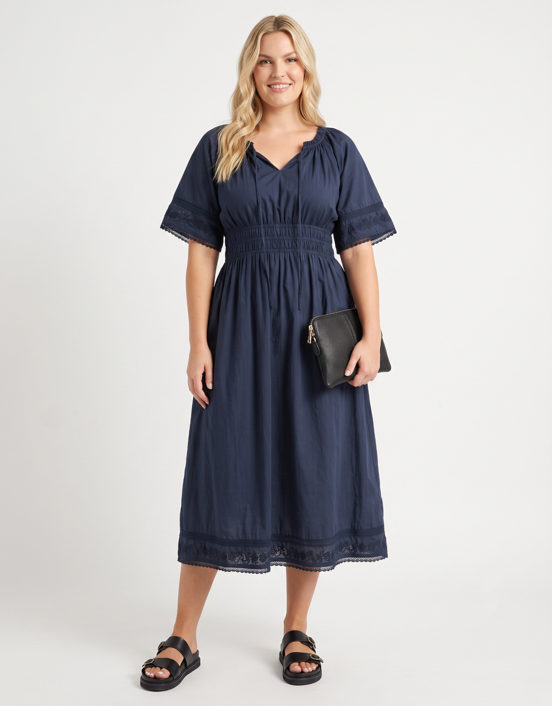 Image of Dresses. Product name - Juna Dress Navy in Navy colour by brand - Foxwood