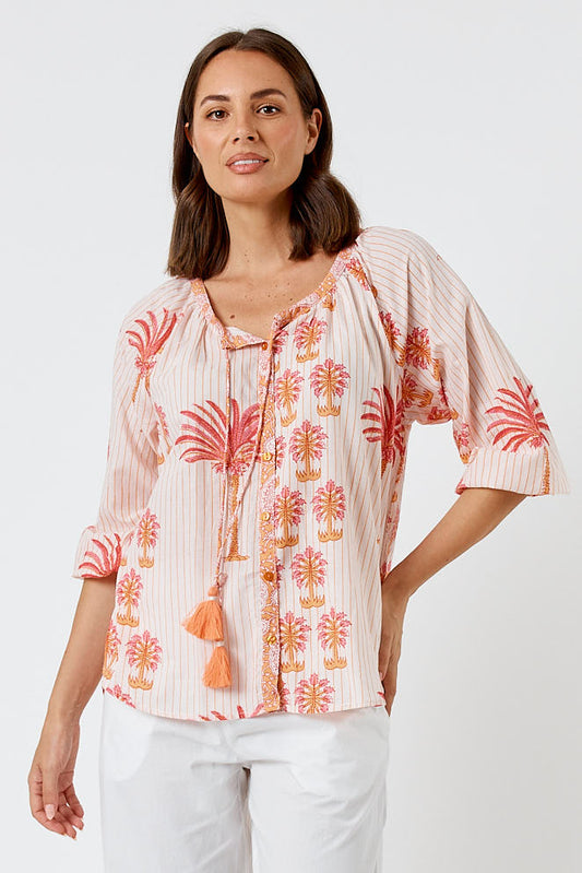 Image of a model wearing Tops. Productname: Kabana Agnes Buttoned Top | EXCLUSIVE in Top colour by brand - Kabana