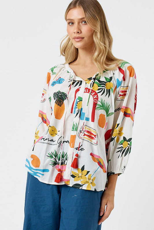 Image of a model wearing Tops. Productname: Kabana Ella Buttoned Top | EXCLUSIVE in Top colour by brand - Kabana