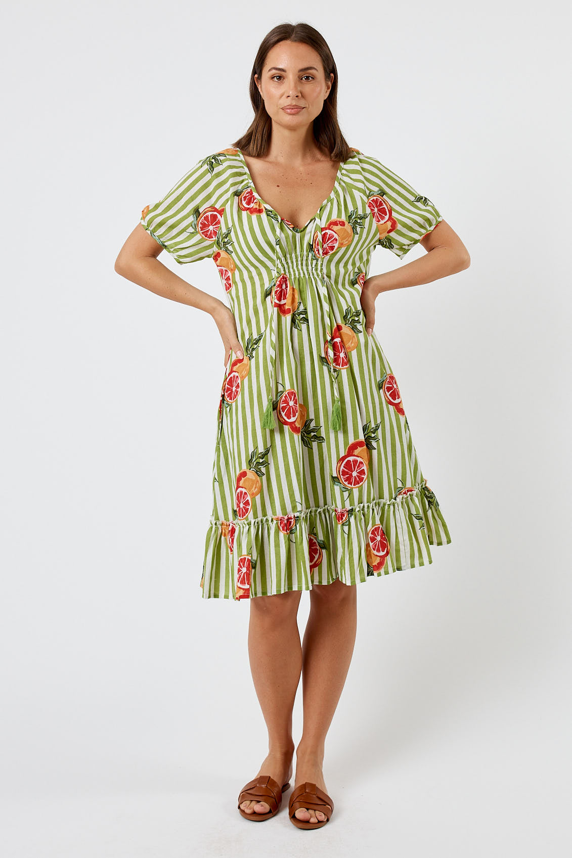 Kabana Inis Shirred Dress Khaki | EXCLUSIVE (Red)