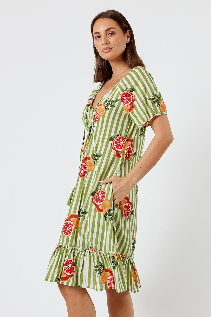 Kabana Inis Shirred Dress Khaki | EXCLUSIVE (Red)